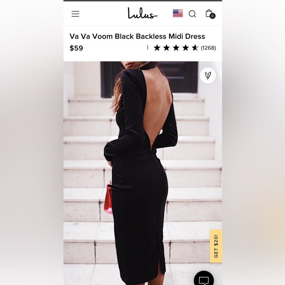 Elegant, Sexy Black Open Back Dress